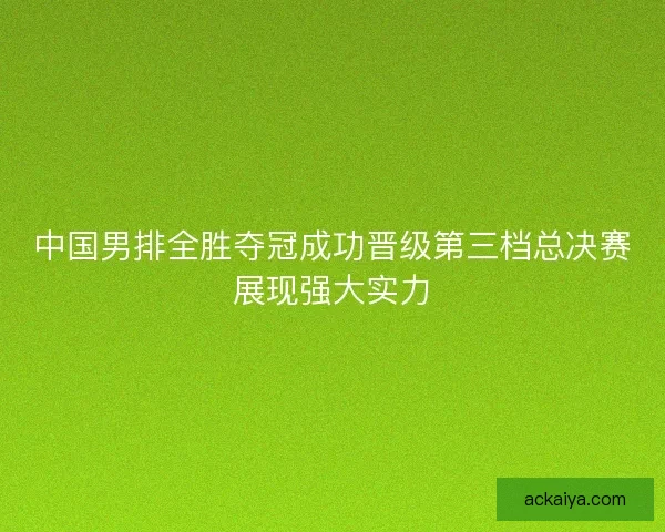 中国男排全胜夺冠成功晋级第三档总决赛展现强大实力
