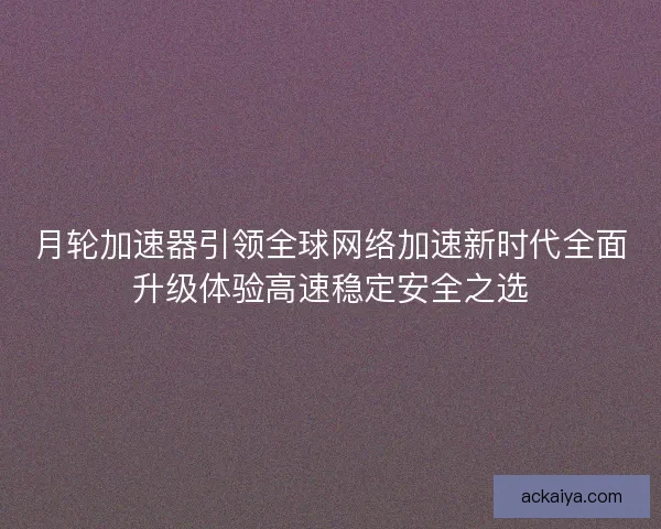 月轮加速器引领全球网络加速新时代全面升级体验高速稳定安全之选