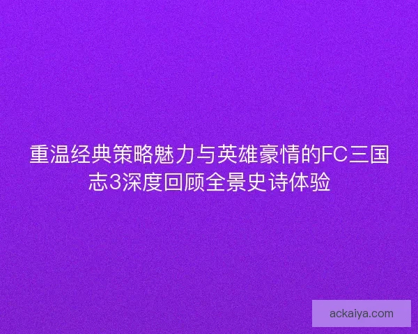 重温经典策略魅力与英雄豪情的FC三国志3深度回顾全景史诗体验